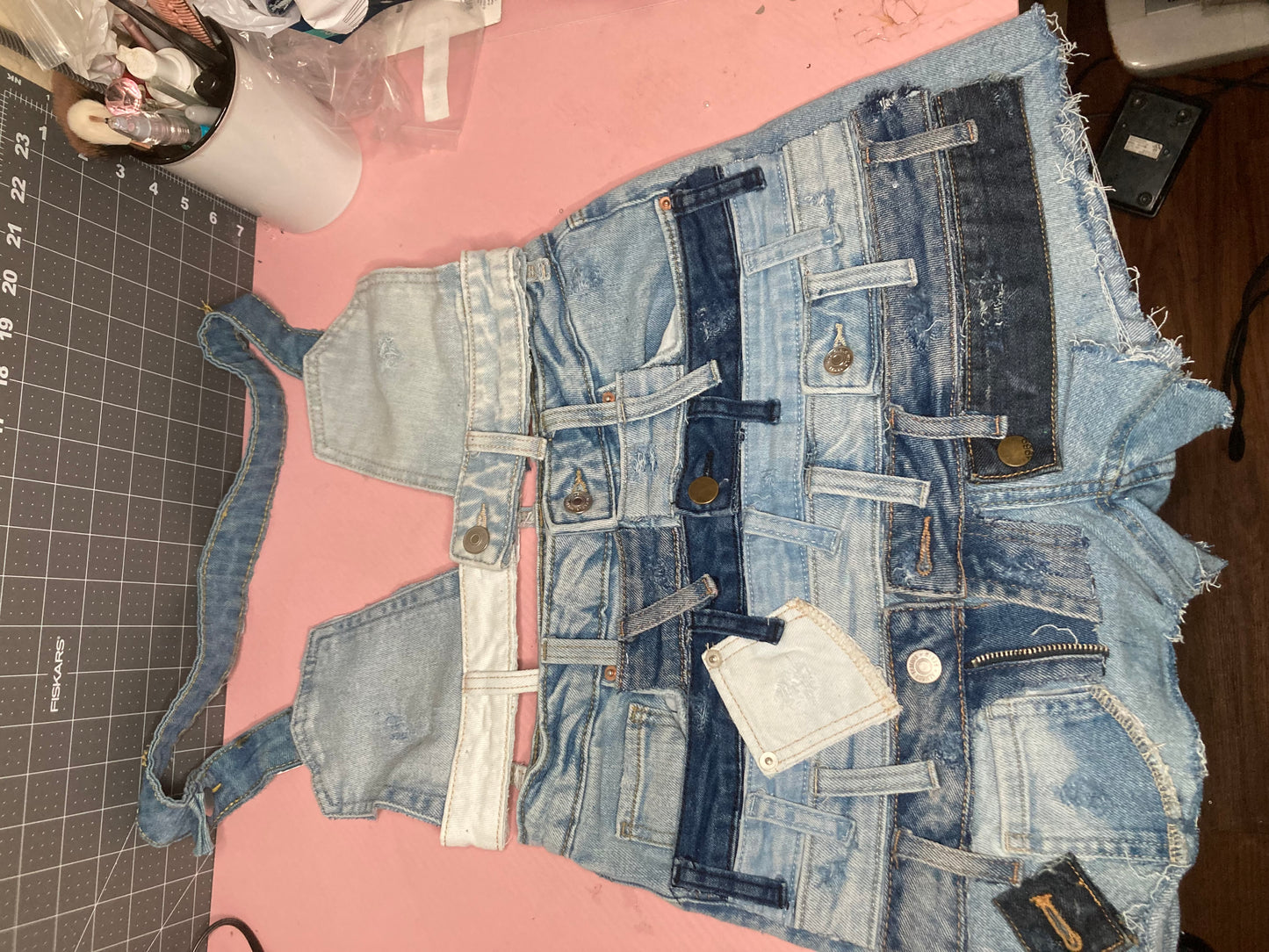 Denim two piece shorts & bralette top