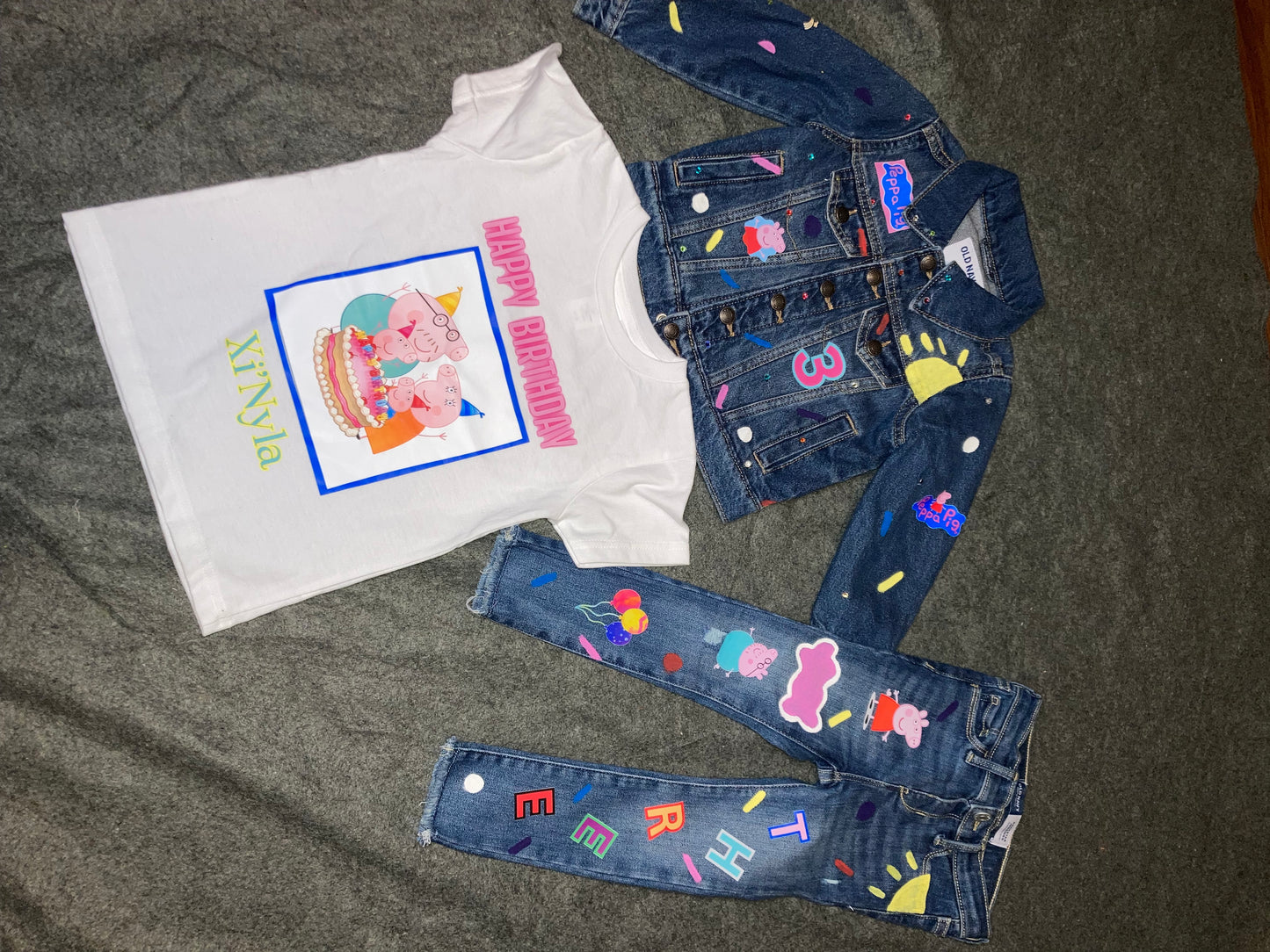Toddler Custom Jean Birthday Character Set