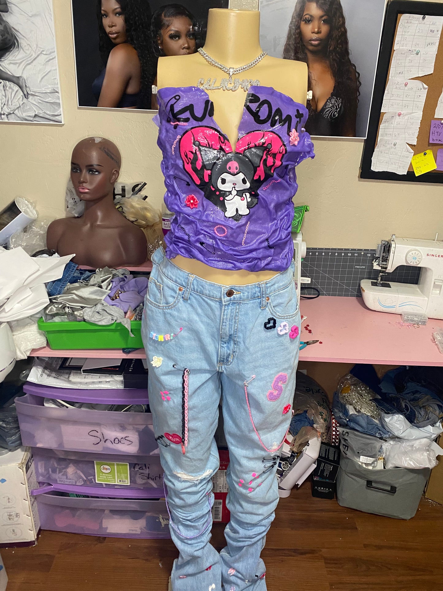 So Girly Stacked 2 shade junk jeans with freeze shirt