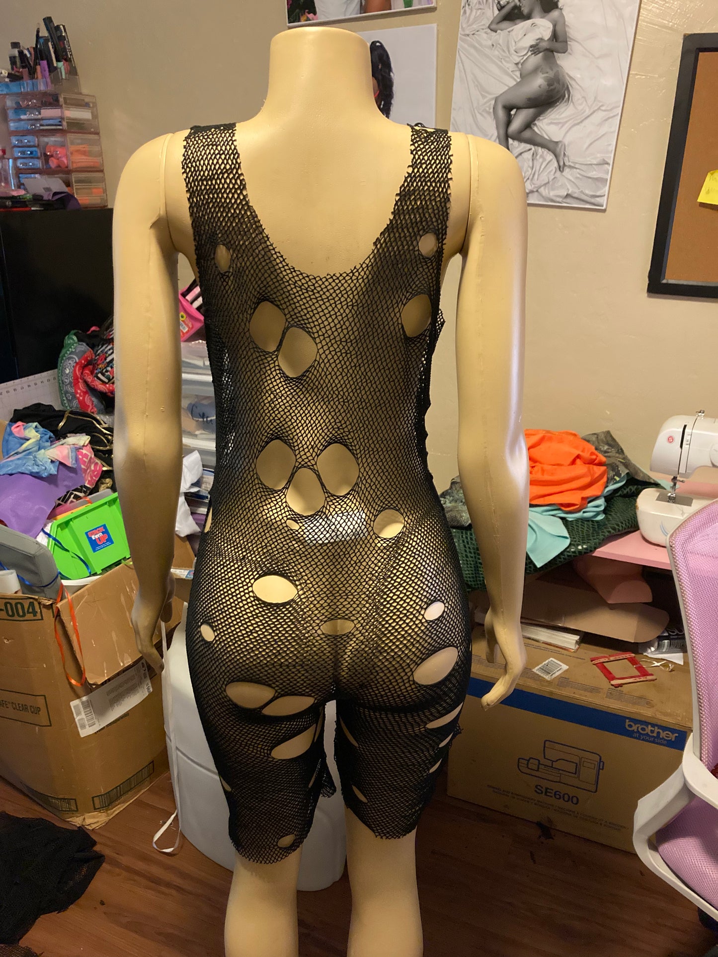 Short fishnet romper