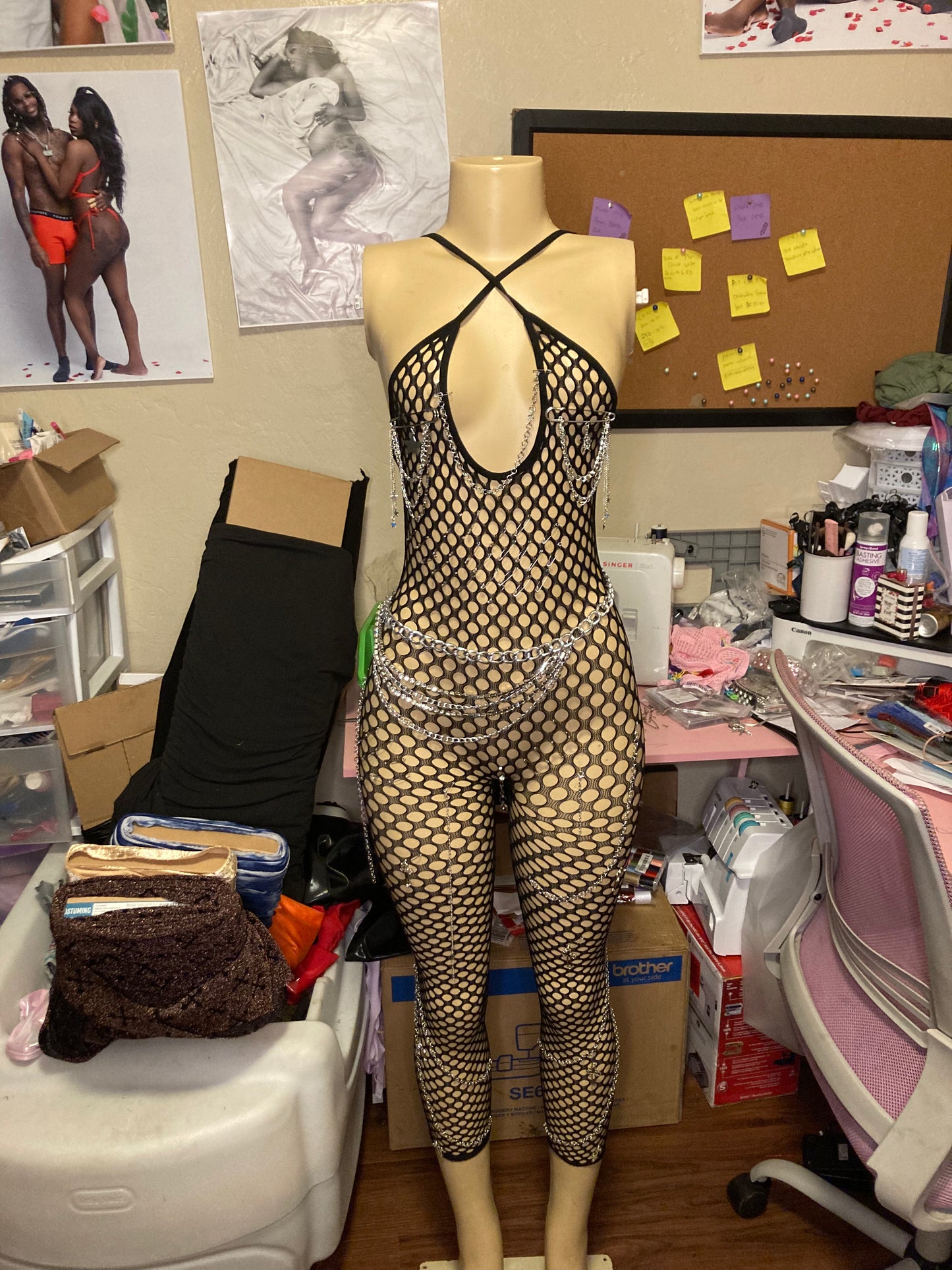 concert ready fishnet jumpsuit