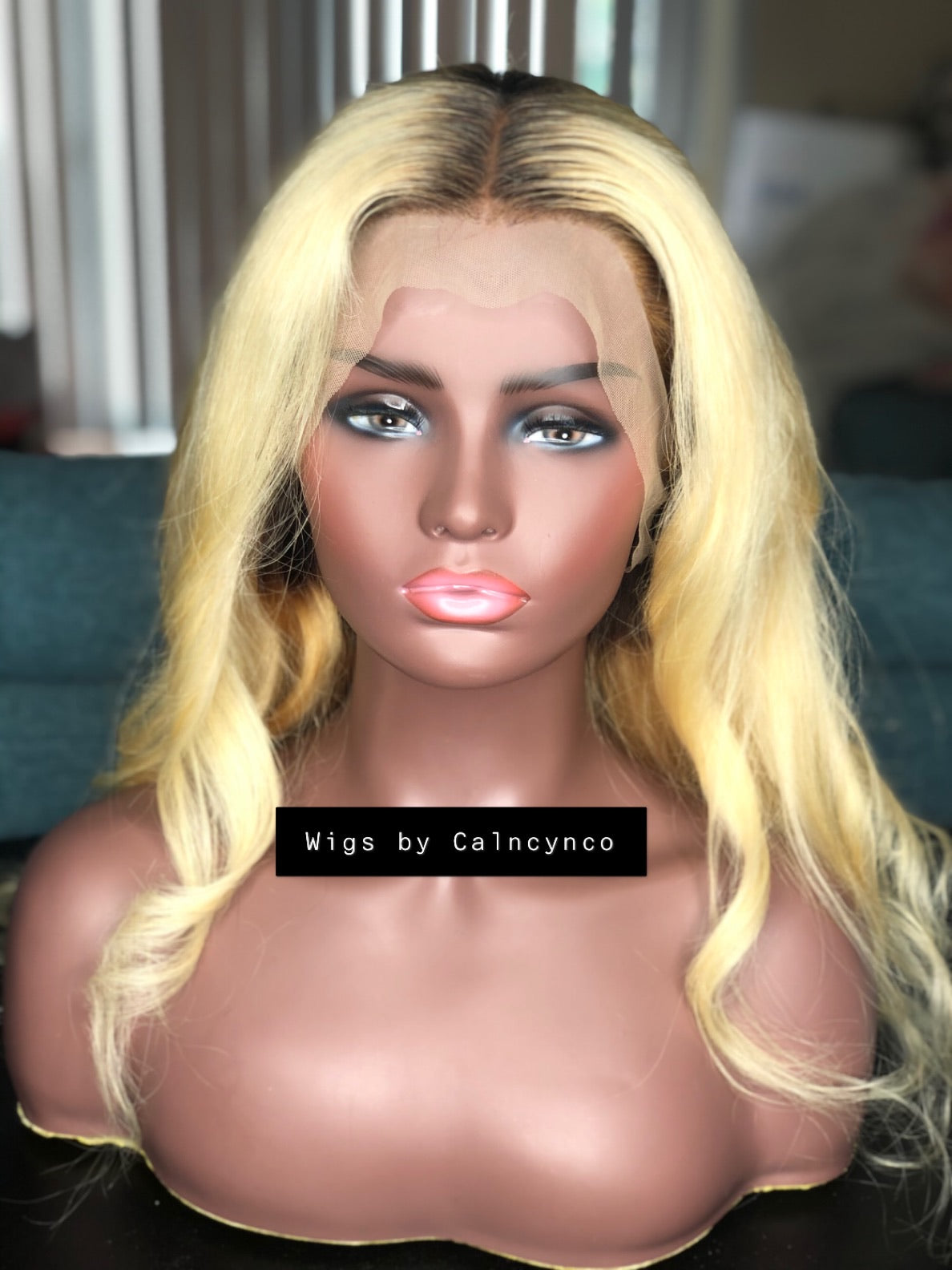 Blonde with dark roots Custom Wig