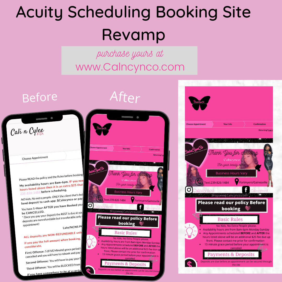 Acuity scheduling site design/revamp