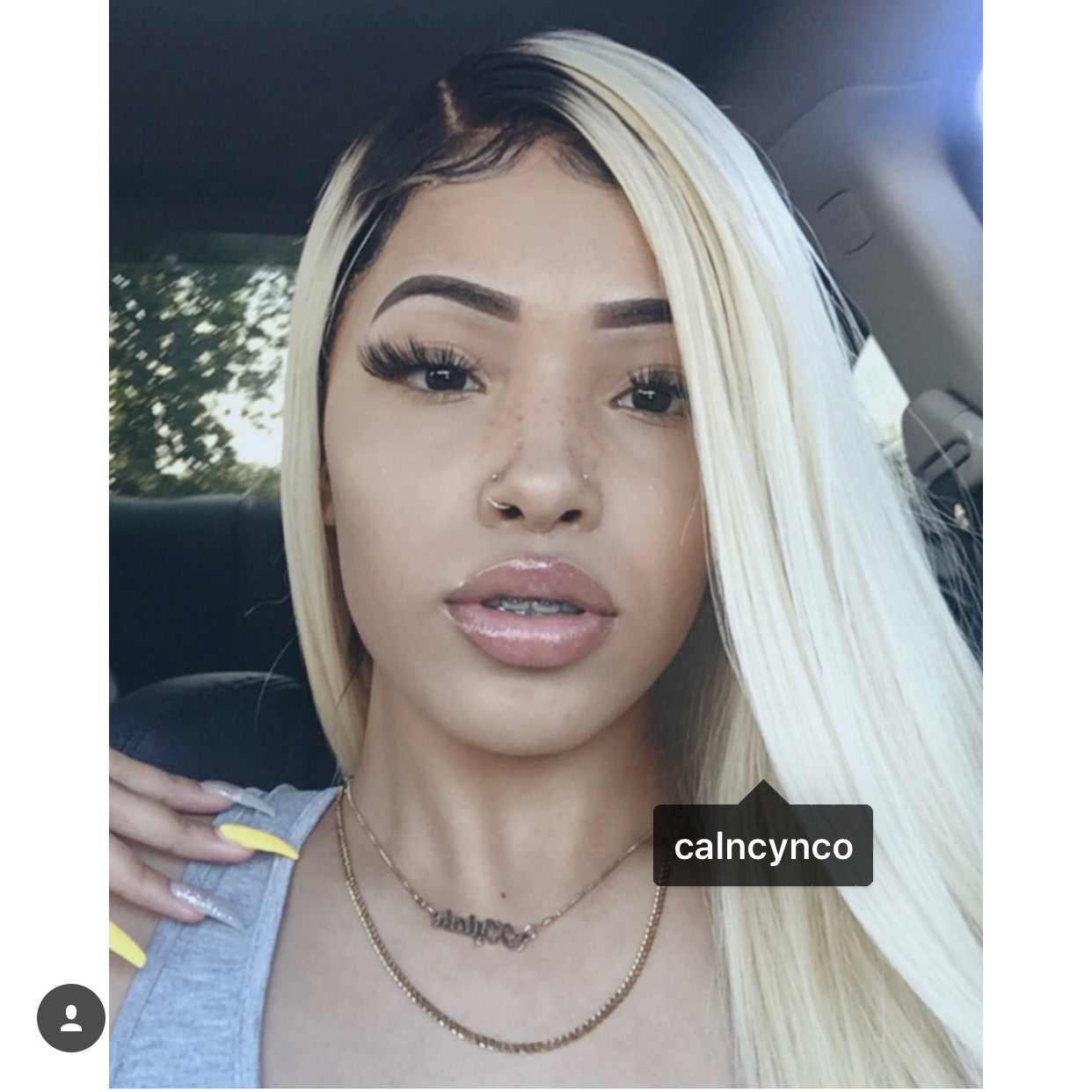 Blonde with dark roots straight