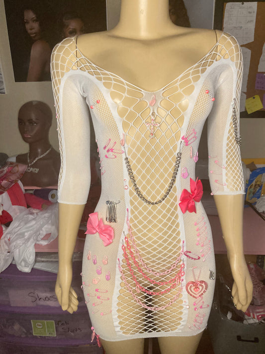 What A Doll Fishnet Junk Dress