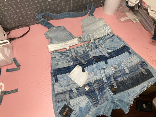 Denim two piece shorts & bralette top