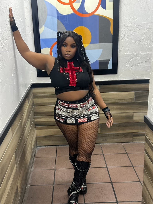 rockstar red shoes and outfit