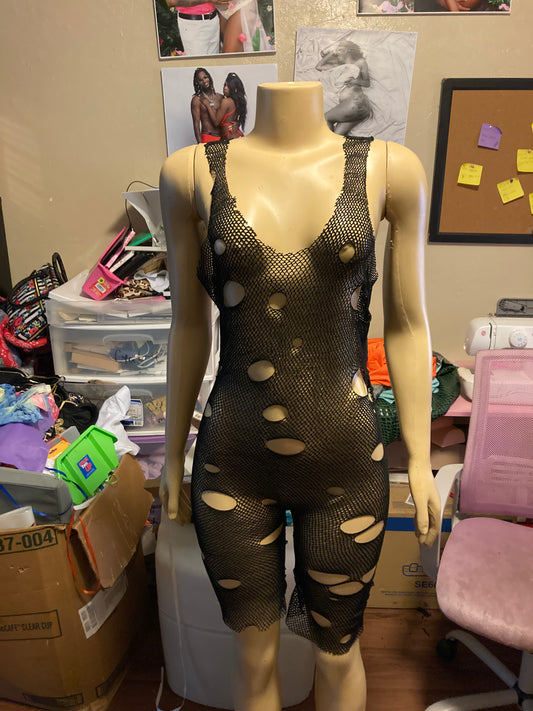Short fishnet romper