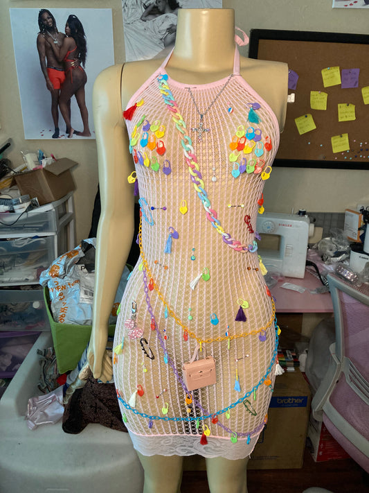 Oh You Colorful Fishnet dress