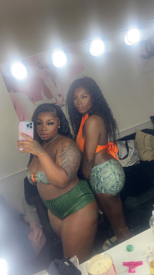 Mix n Match wrap around top & snake skin shorts