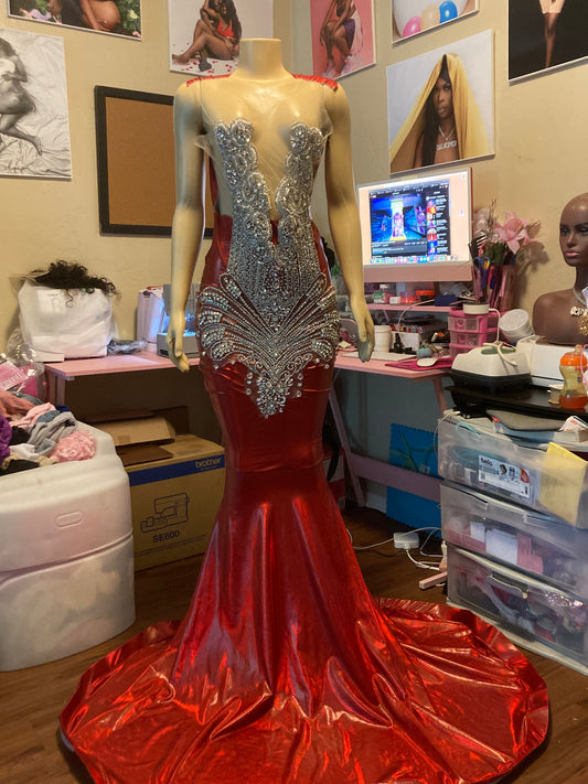 Red Gown with Bodice Accessorie