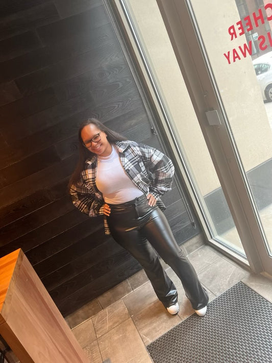 Pleather bell bottom pants