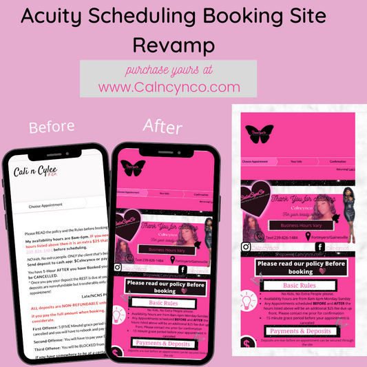 Acuity scheduling site design/revamp