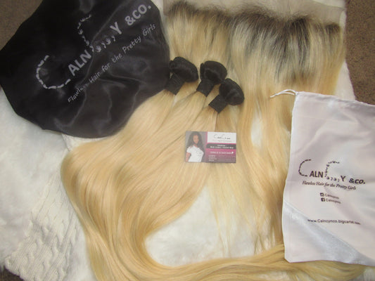 Blonde with dark roots straight