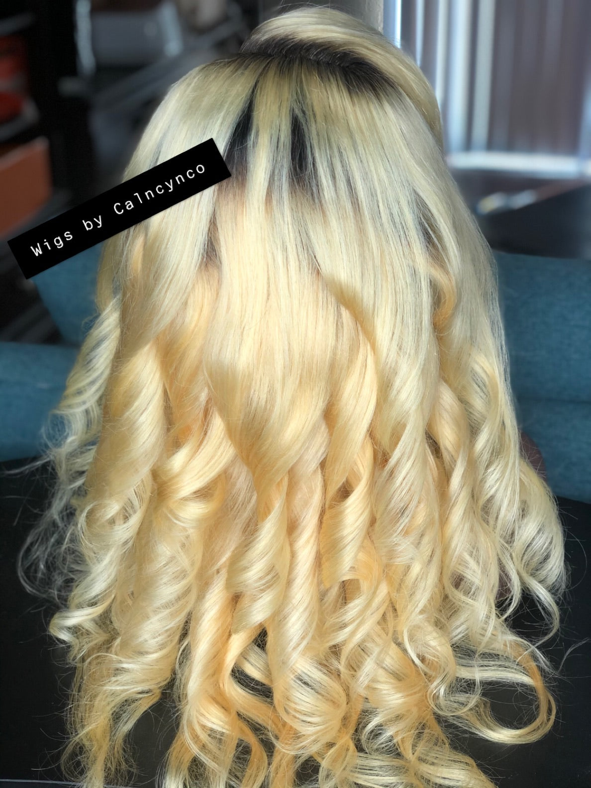 Blonde with dark roots Custom Wig