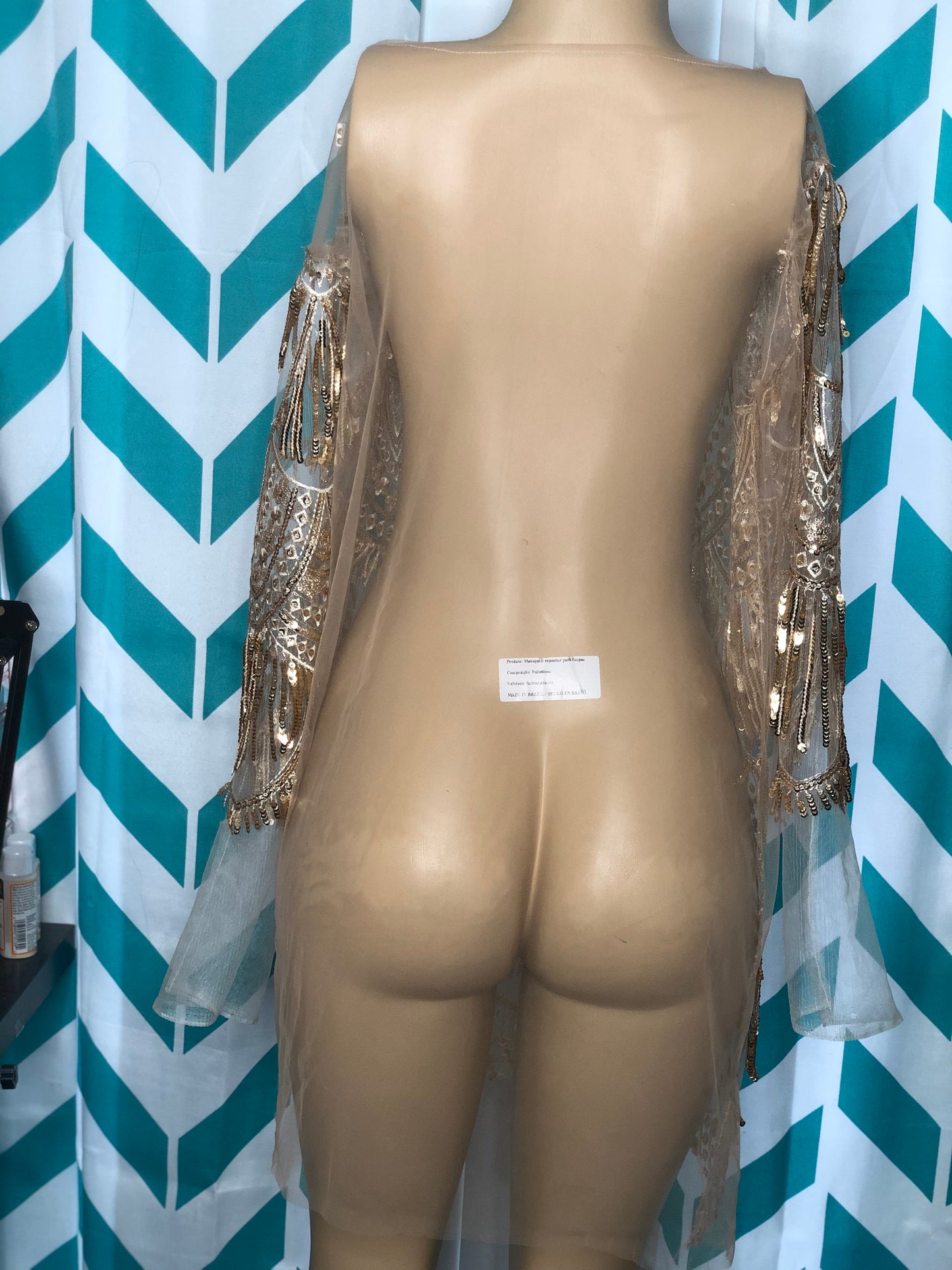 Gold see through elegant dress