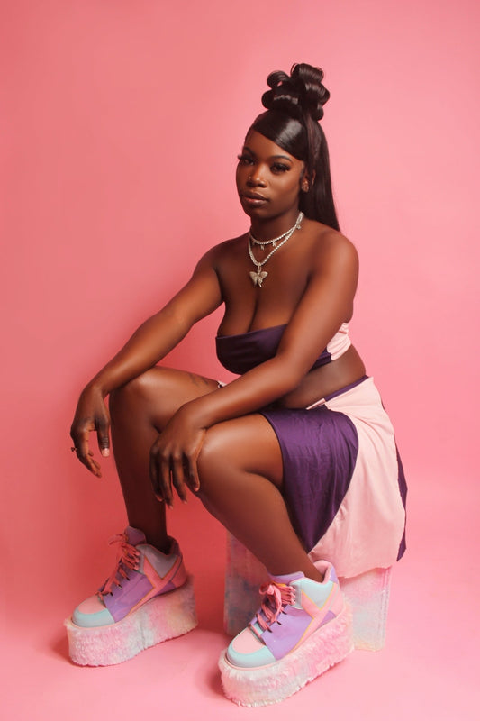 Color block skirt & tube top